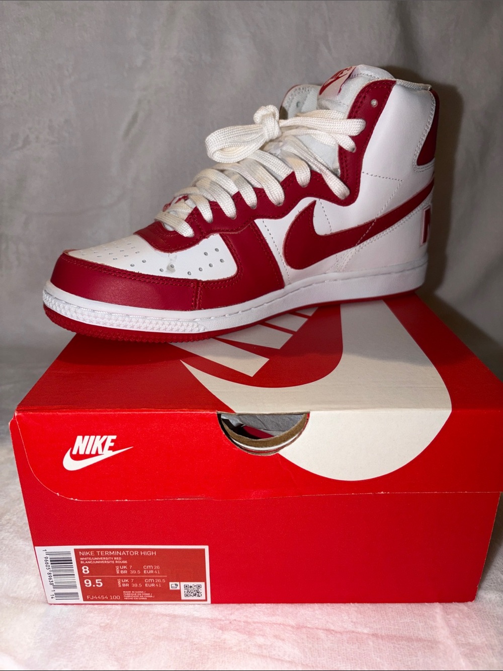 Nike Terminator High High-Top Sneakers in White and Red